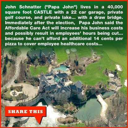 From The Huffington Post: Papa John's CEO John Schnatter Says His Company Will Reduce Workers' Hours In Response To Obamacare